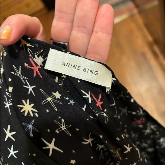 Anine Bing 100% Silk Dress Black with Stars Size Small - Picture 5 of 7
